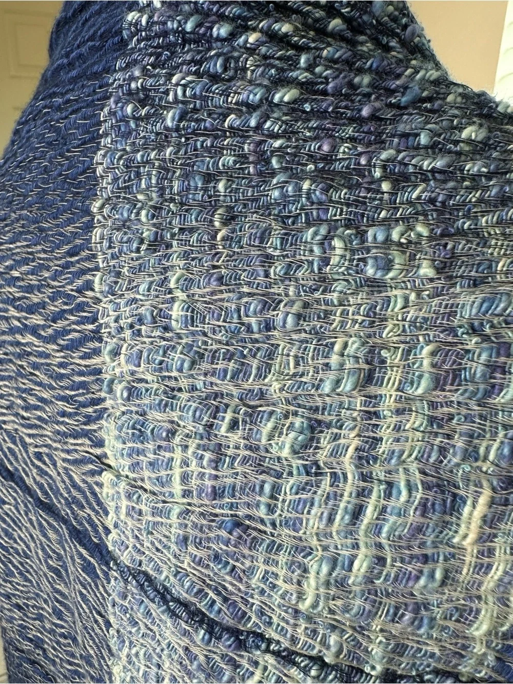 Tamaki Niime Crafted For Lexus Cotton Shawl Blue Brown Plaid Gauzy Beachy